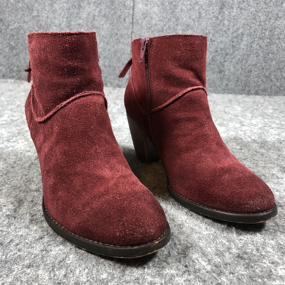 Steve Madden Milaan Ankle Booties Womens 7.5 M Burgundy Suede Block‎ Heel Boots